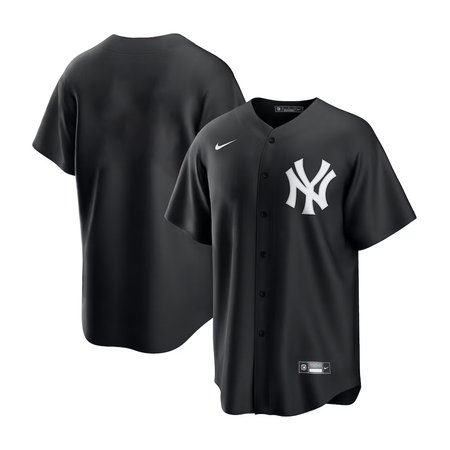 Men's New York Yankees Blank Black Lights Out Replica Jersey